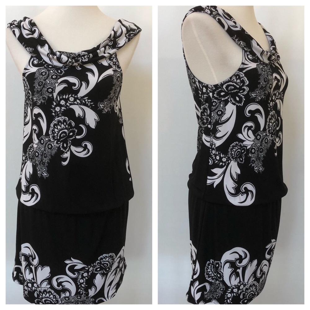 WHBM Floral Print Blouson Waist Dress